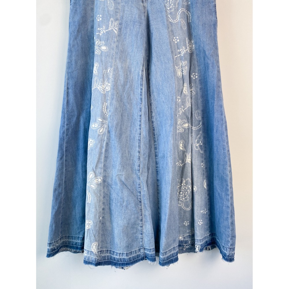 Free People We The Free Luna Extreme Flare Pants 27‎ Blue Patchwork Denim Hippie - Picture 5 of 14